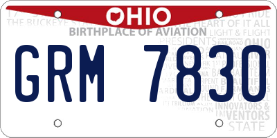 OH license plate GRM7830