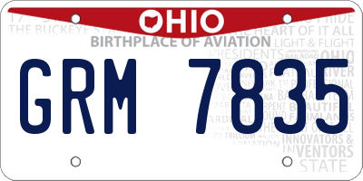 OH license plate GRM7835