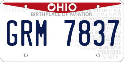 OH license plate GRM7837