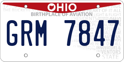 OH license plate GRM7847