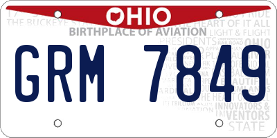 OH license plate GRM7849