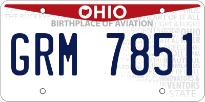 OH license plate GRM7851