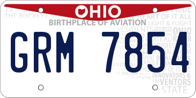 OH license plate GRM7854