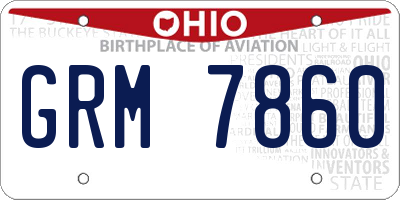 OH license plate GRM7860