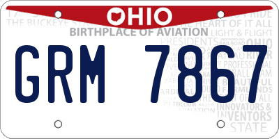 OH license plate GRM7867