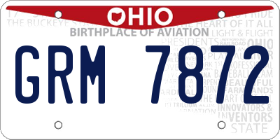 OH license plate GRM7872