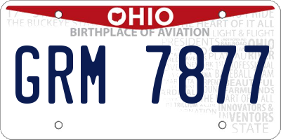 OH license plate GRM7877