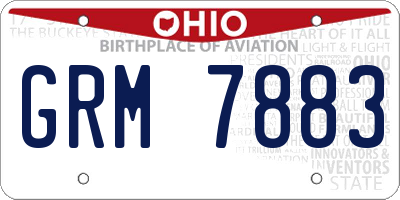 OH license plate GRM7883