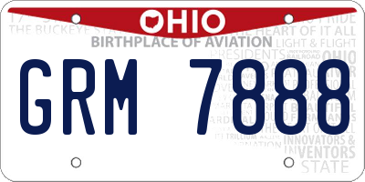 OH license plate GRM7888