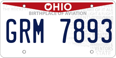 OH license plate GRM7893