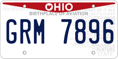 OH license plate GRM7896