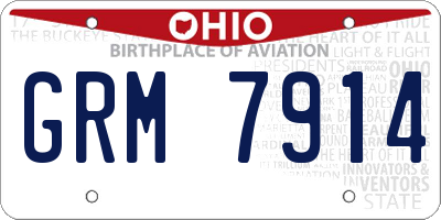 OH license plate GRM7914