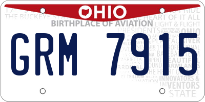OH license plate GRM7915