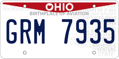 OH license plate GRM7935