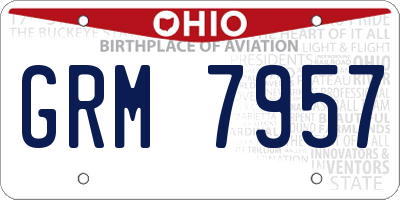 OH license plate GRM7957