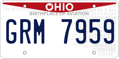 OH license plate GRM7959