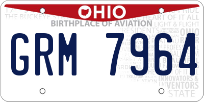OH license plate GRM7964