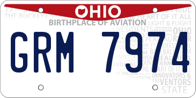 OH license plate GRM7974