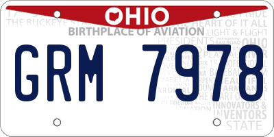 OH license plate GRM7978