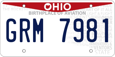OH license plate GRM7981