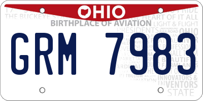 OH license plate GRM7983