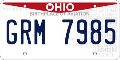 OH license plate GRM7985