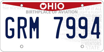 OH license plate GRM7994