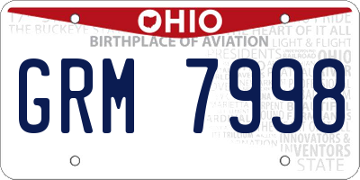 OH license plate GRM7998