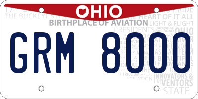 OH license plate GRM8000