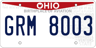 OH license plate GRM8003