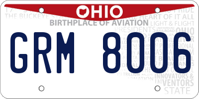 OH license plate GRM8006