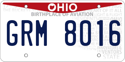 OH license plate GRM8016