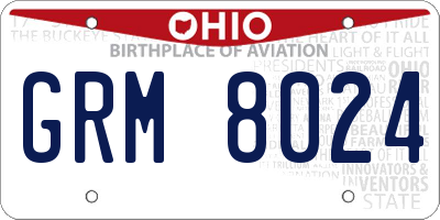 OH license plate GRM8024