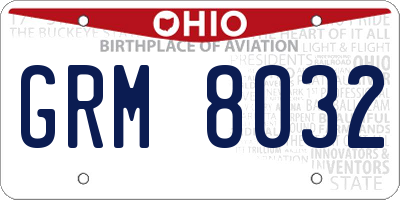 OH license plate GRM8032
