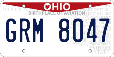 OH license plate GRM8047