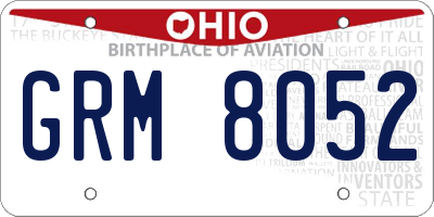 OH license plate GRM8052