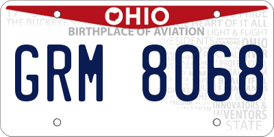 OH license plate GRM8068