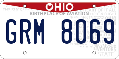 OH license plate GRM8069