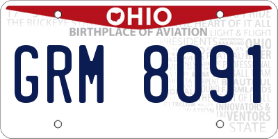 OH license plate GRM8091