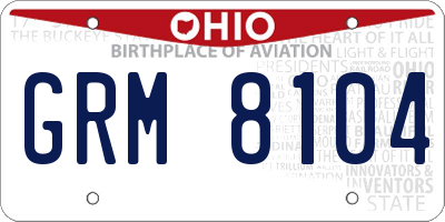 OH license plate GRM8104