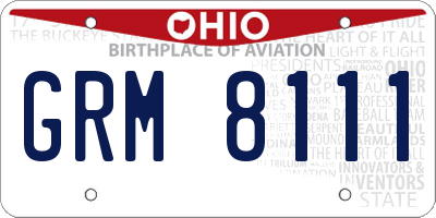 OH license plate GRM8111