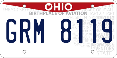 OH license plate GRM8119