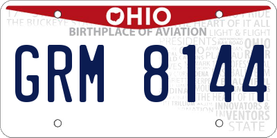 OH license plate GRM8144