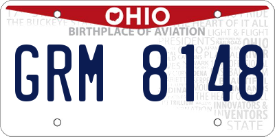 OH license plate GRM8148