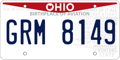 OH license plate GRM8149