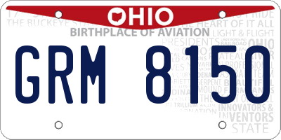OH license plate GRM8150