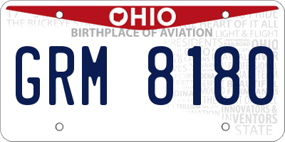 OH license plate GRM8180