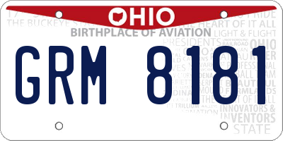 OH license plate GRM8181