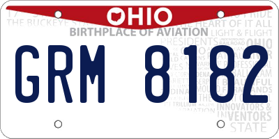 OH license plate GRM8182