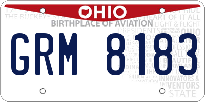 OH license plate GRM8183